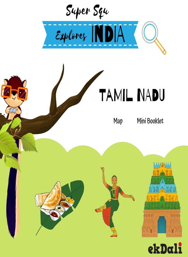 EKDALI Explore Tamil Nadu State -Famous Tourist Places like Temple,Dance & Clothing, Animals,Monuments |Tamil Nadu Map for kids,educational purpose for kids | Size 12 x19 inches - rolled - Image 5